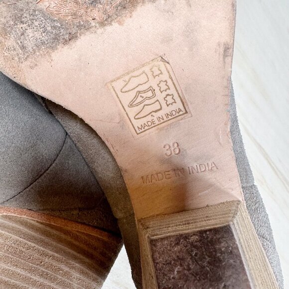 Free People Gray Taupe Frontier‎ Western Boot Women's size 7.5/ 38 EU Suede - Picture 7 of 10